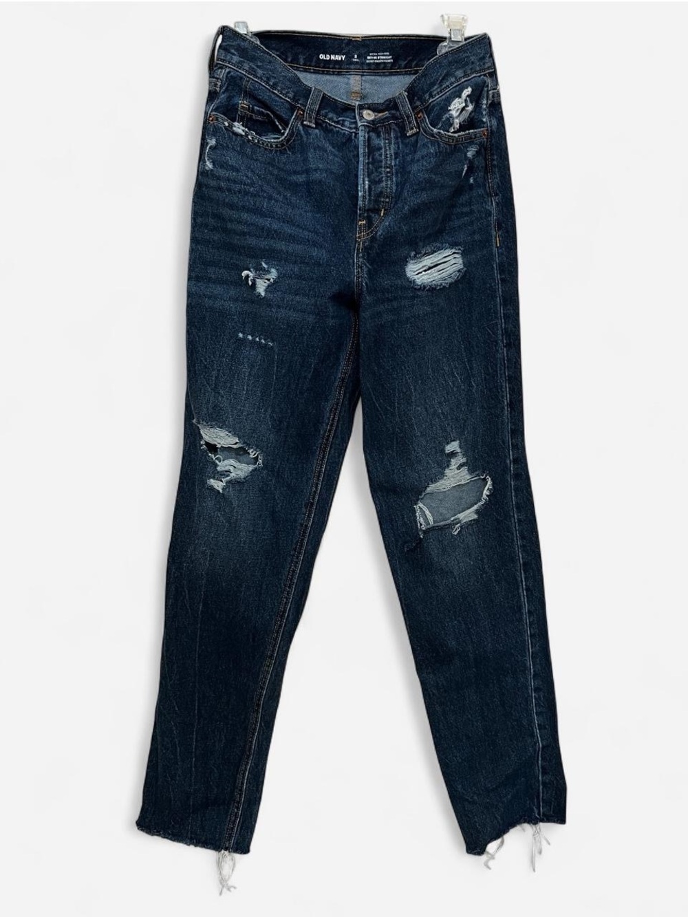 Women’s size 2 Tall Old Navy Dark Indigo Distressed Skinny Jeans